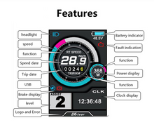 Load image into Gallery viewer, 36V-52V 1200W-1800W 45A 3-mode Sine Wave ebike Controller with Colorful LCD Display