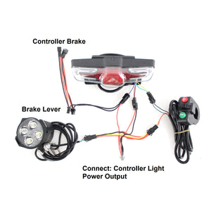 36V 48V 60V eBike Headlight Tail Rear Lights LED Brake Light Electric Bike Light
