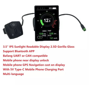 Bafang Smart Color IPS Sunlight Readable Display EB04 for Bafang 8FUN Mid Drive Motor Kits Bluetooth APP with UART or CAN