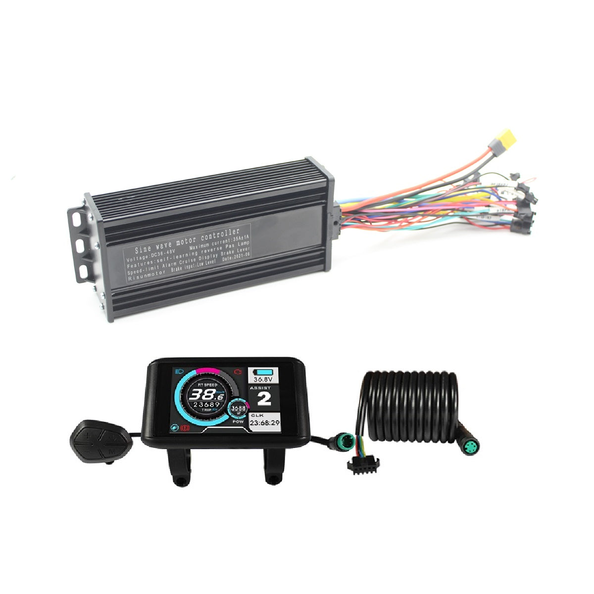 36V-52V 1000W-1500W 35A 3-mode Sine Wave ebike Controller & Colorful L ...