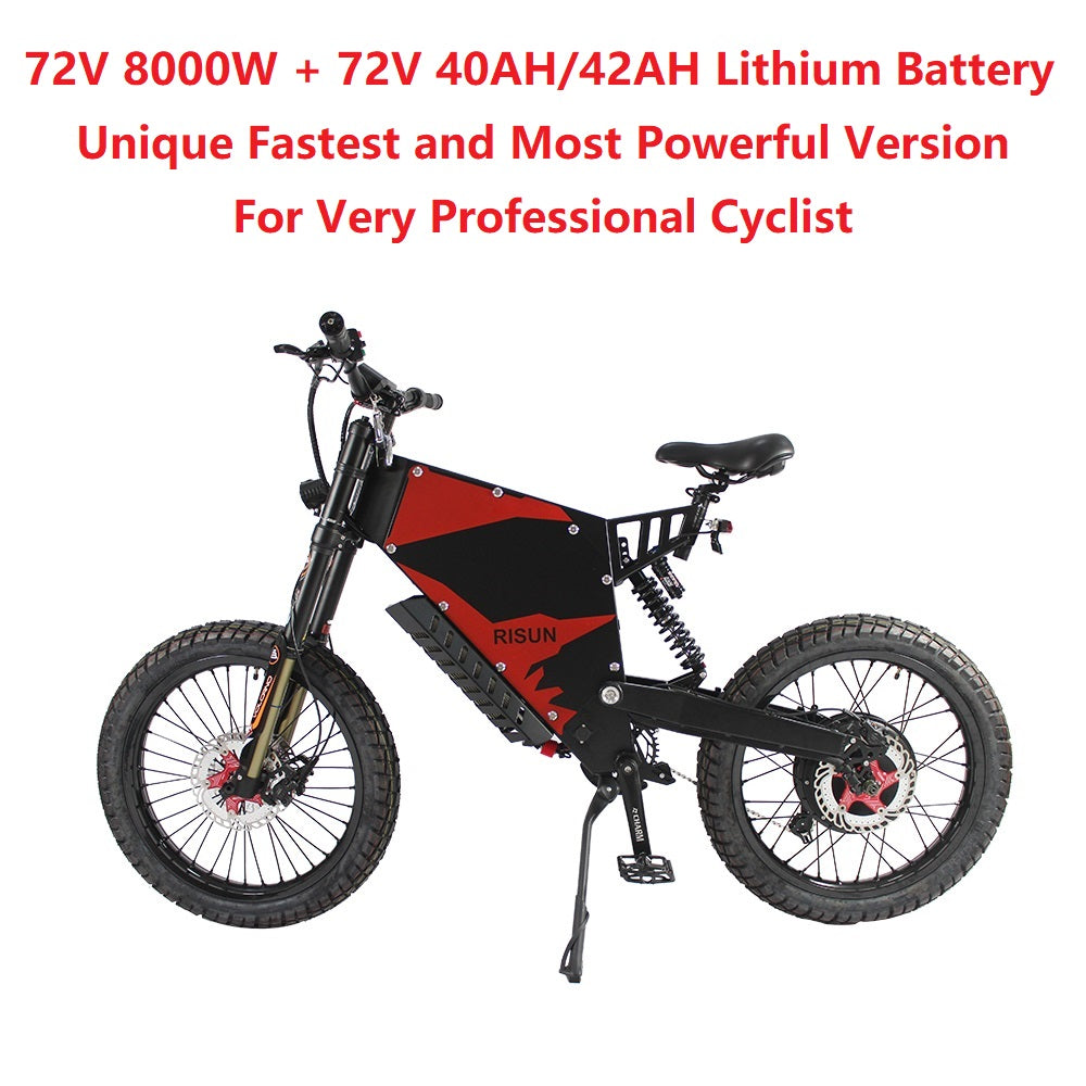 EU/USA Duty Free Hallomotor Unique 72V 8000W 150A FC-1 Stealth Bomber eBike Electric Bicycle With Bicycle or Motorcycle Seat