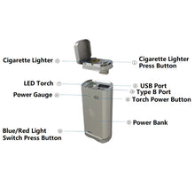 Carregar imagem no visualizador da galeria, Multi-Function Pocket Power Bank LED Light Cigarette Lighter 6800mAH Panasonic Lithium Battery Cell